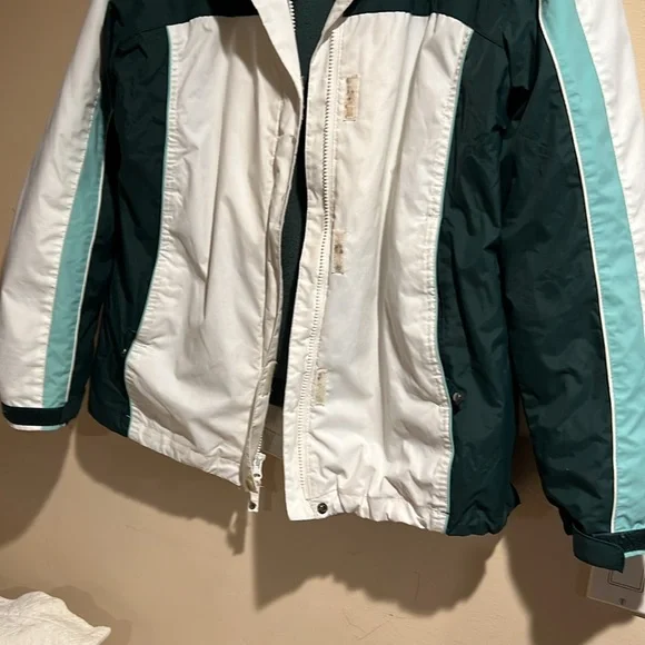 COLUMBIA SKI JACKET WOMEN'S MEDIUM W/ HOOD WHITE & GREEN - Picture 13 of 16